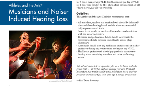 Musicians and Noise-Induced Hearing Loss - Athletes and the Arts - a one-page fact sheet